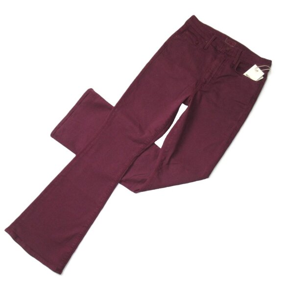 NWT Mother The Weekender Skimp in Play Date Burgundy Stretch Flare Jeans 28 - Picture 1 of 8